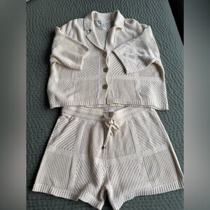 Cupcakes & Cashmere Cream Knit Cardigan and Short Set